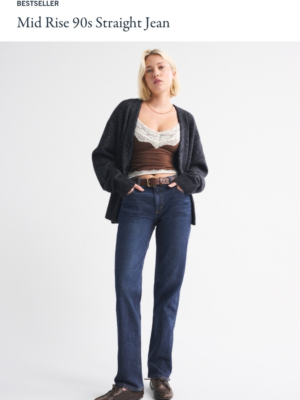 Abercrombie Mid Rise 90s Straight Jean - Dark Blue